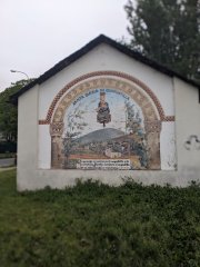 Camino Frances - Dzień 2. Malowidło z tyłu kościoła w Compostilla